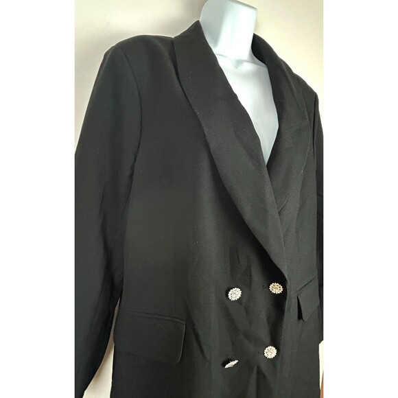 Vera Moda Curve Double Breasted Black Coat Dress Rhinestone Buttons 16 NWT - Picture 9 of 16